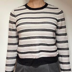 Striped black grey and white pull over
